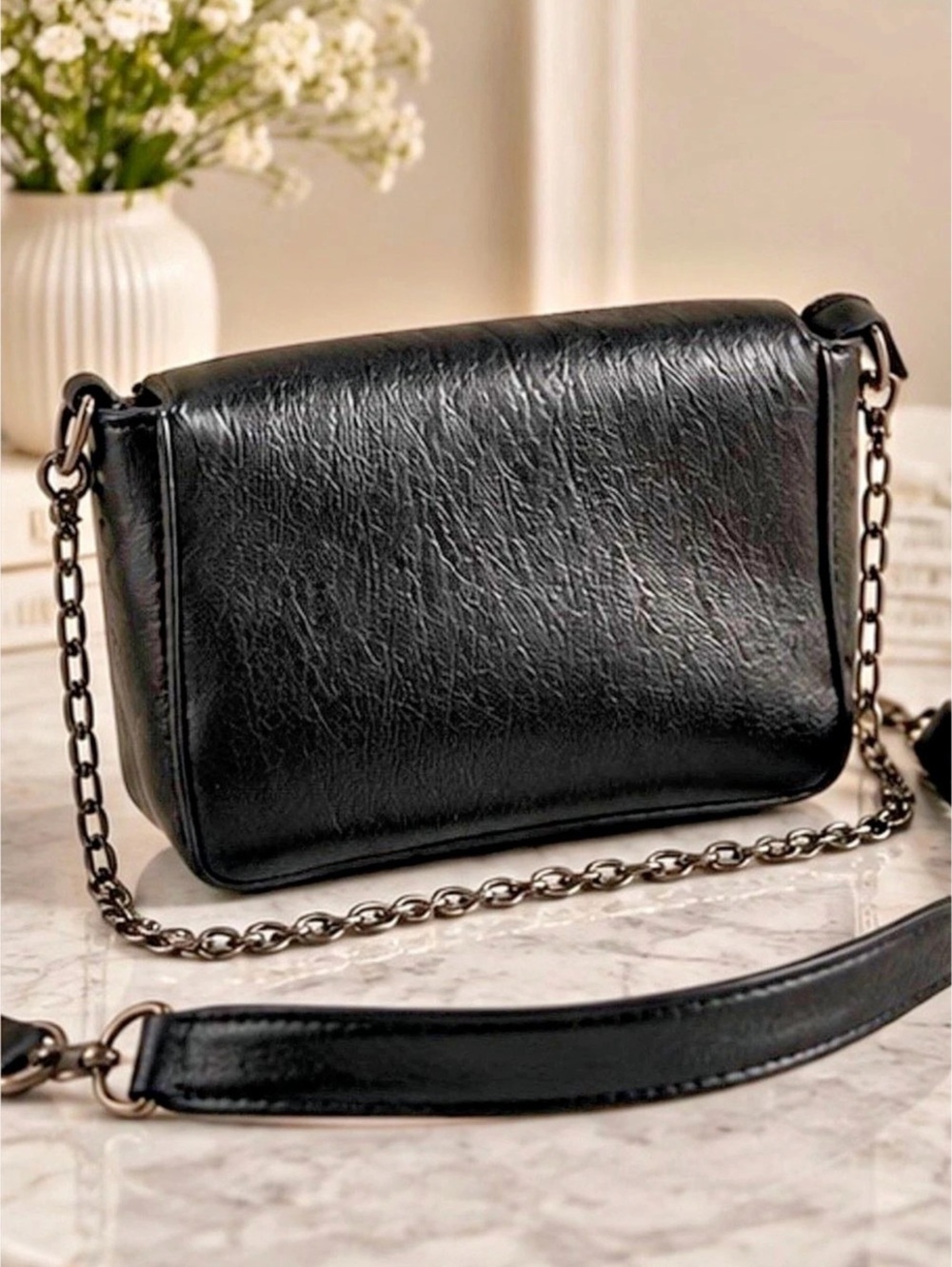 Black Studded Fringe Crossbody Bag - Picture 9 of 12